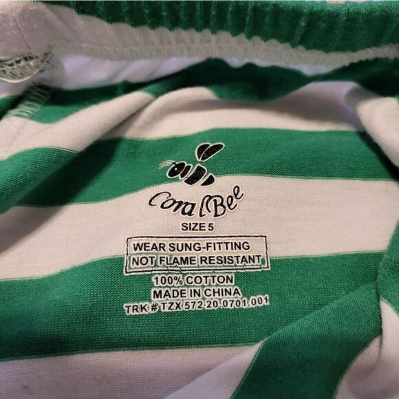 Coral Bee toddler green/white striped Christmas pajamas - Picture 8 of 9